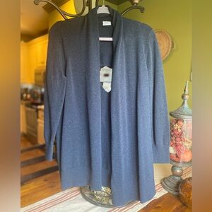 Cabi Blue Cardigan Sweater with Back Triangle Cutout